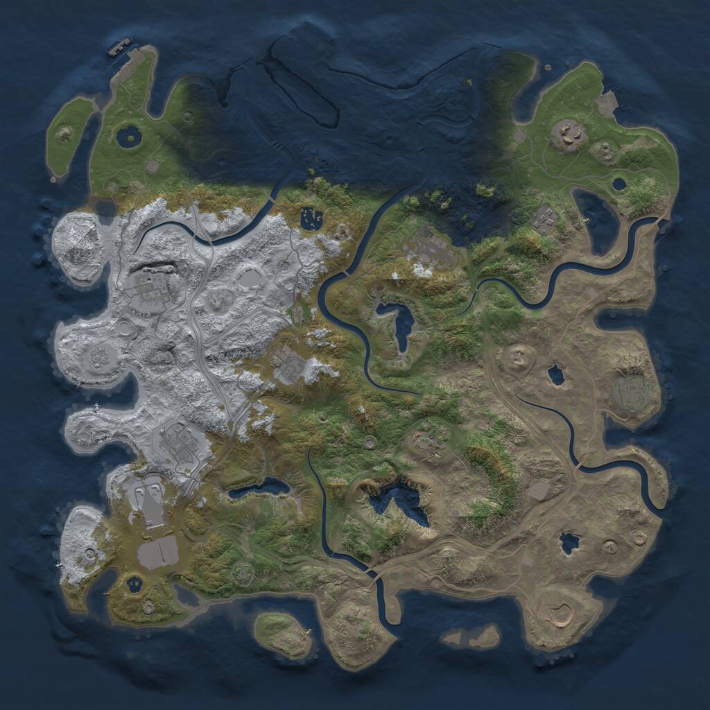 Rust Map: Procedural Map, Size: 4500, Seed: 1084107352, 17 Monuments
