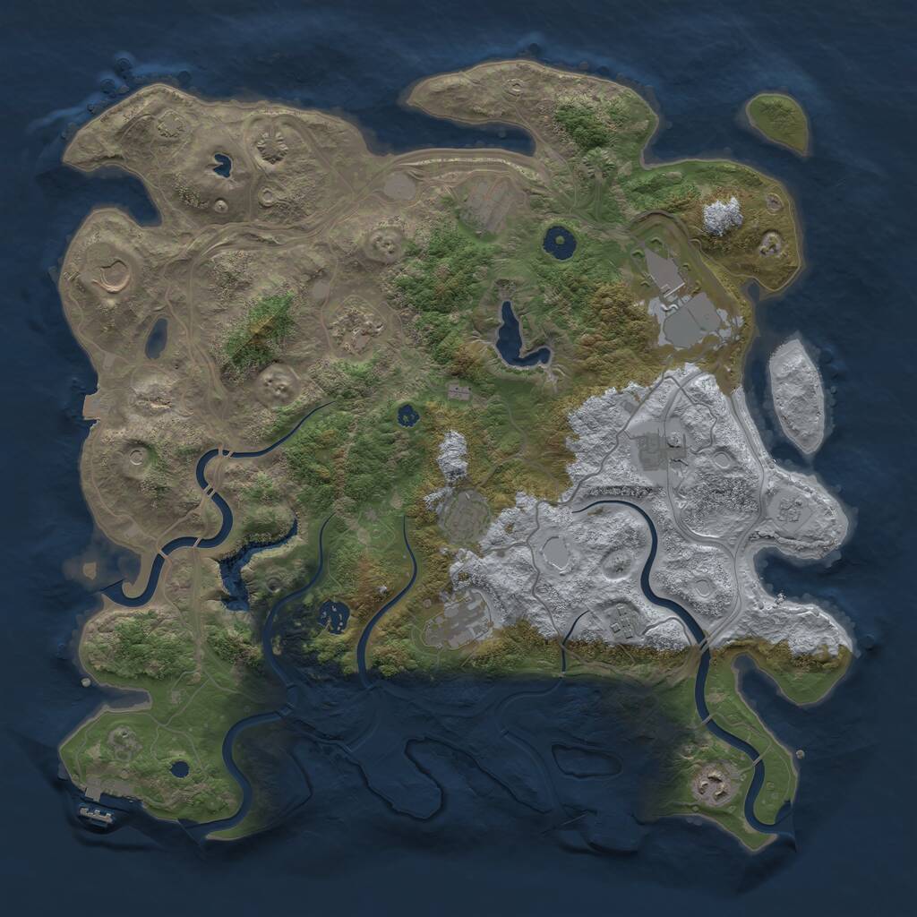 Rust Map: Procedural Map, Size: 4250, Seed: 774258450, 16 Monuments