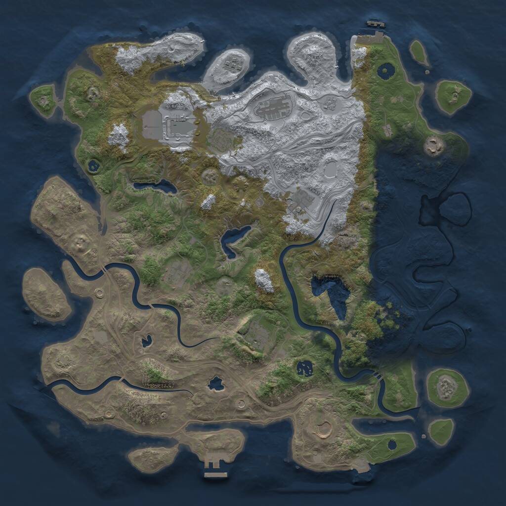 Rust Map: Procedural Map, Size: 4500, Seed: 716091042, 16 Monuments