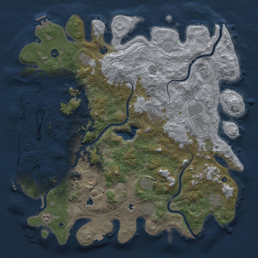 Rust Map: Procedural Map, Size: 4800, Seed: 102917354, 17 Monuments