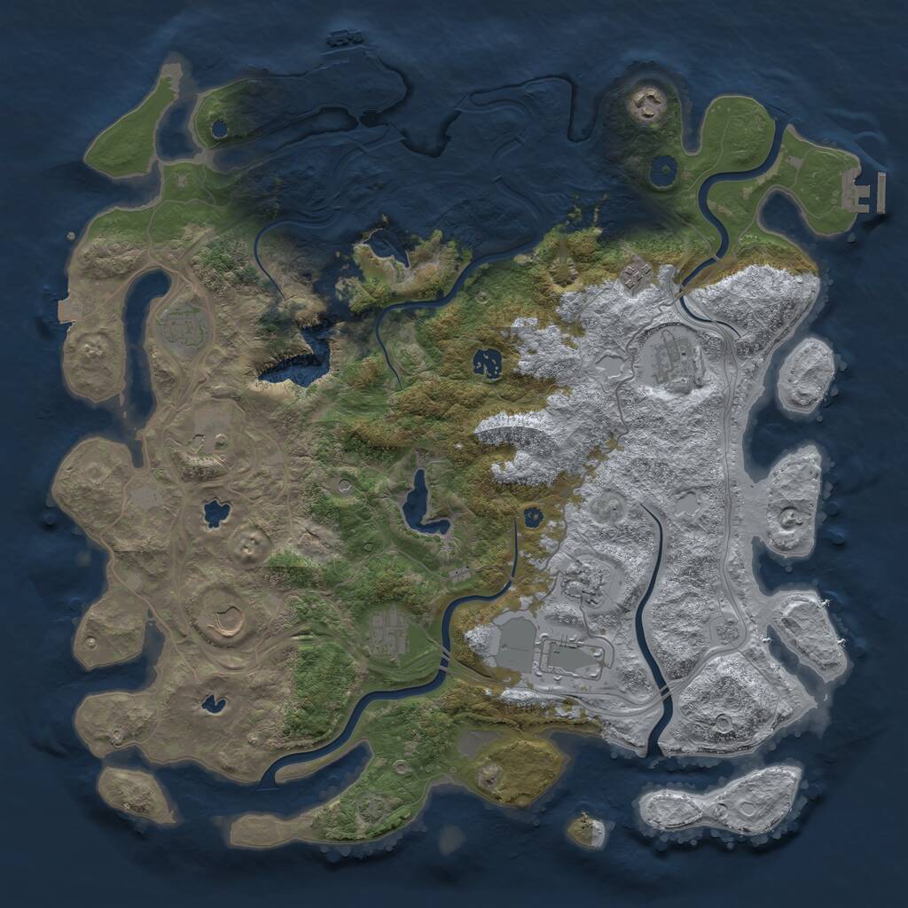 Rust Map: Procedural Map, Size: 4500, Seed: 952092293, 16 Monuments