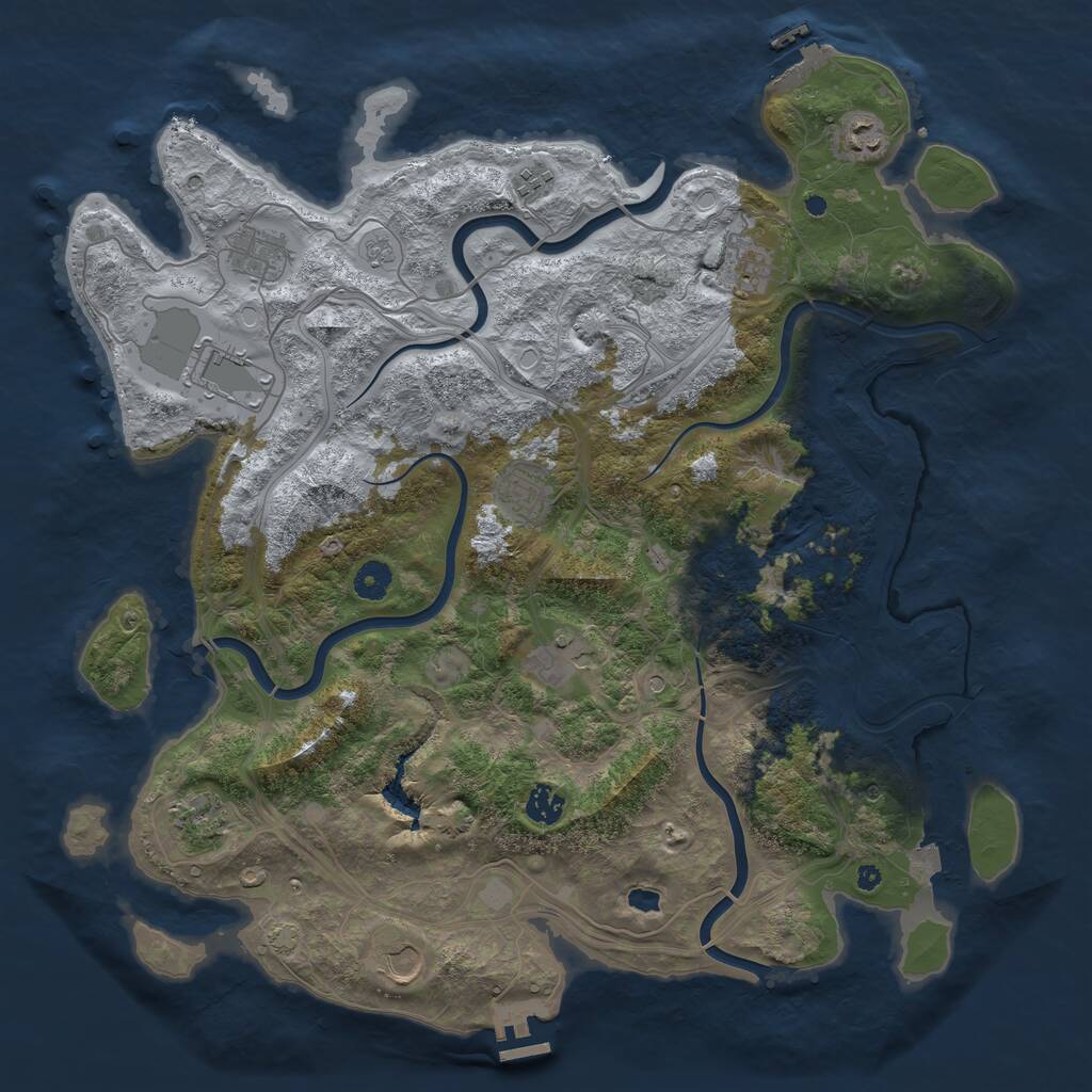 Rust Map: Procedural Map, Size: 4300, Seed: 44117978, 16 Monuments