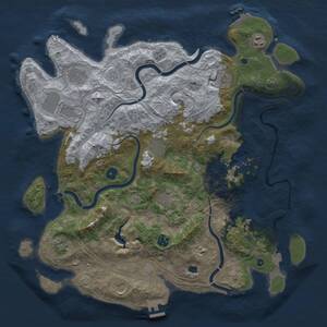 Thumbnail Rust Map: Procedural Map, Size: 4300, Seed: 44117978, 16 Monuments
