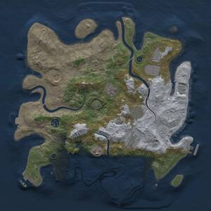 Thumbnail Rust Map: Procedural Map, Size: 3700, Seed: 159646841, 14 Monuments