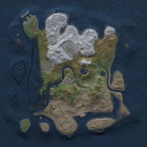 Thumbnail Rust Map: Procedural Map, Size: 3000, Seed: 9349, 9 Monuments