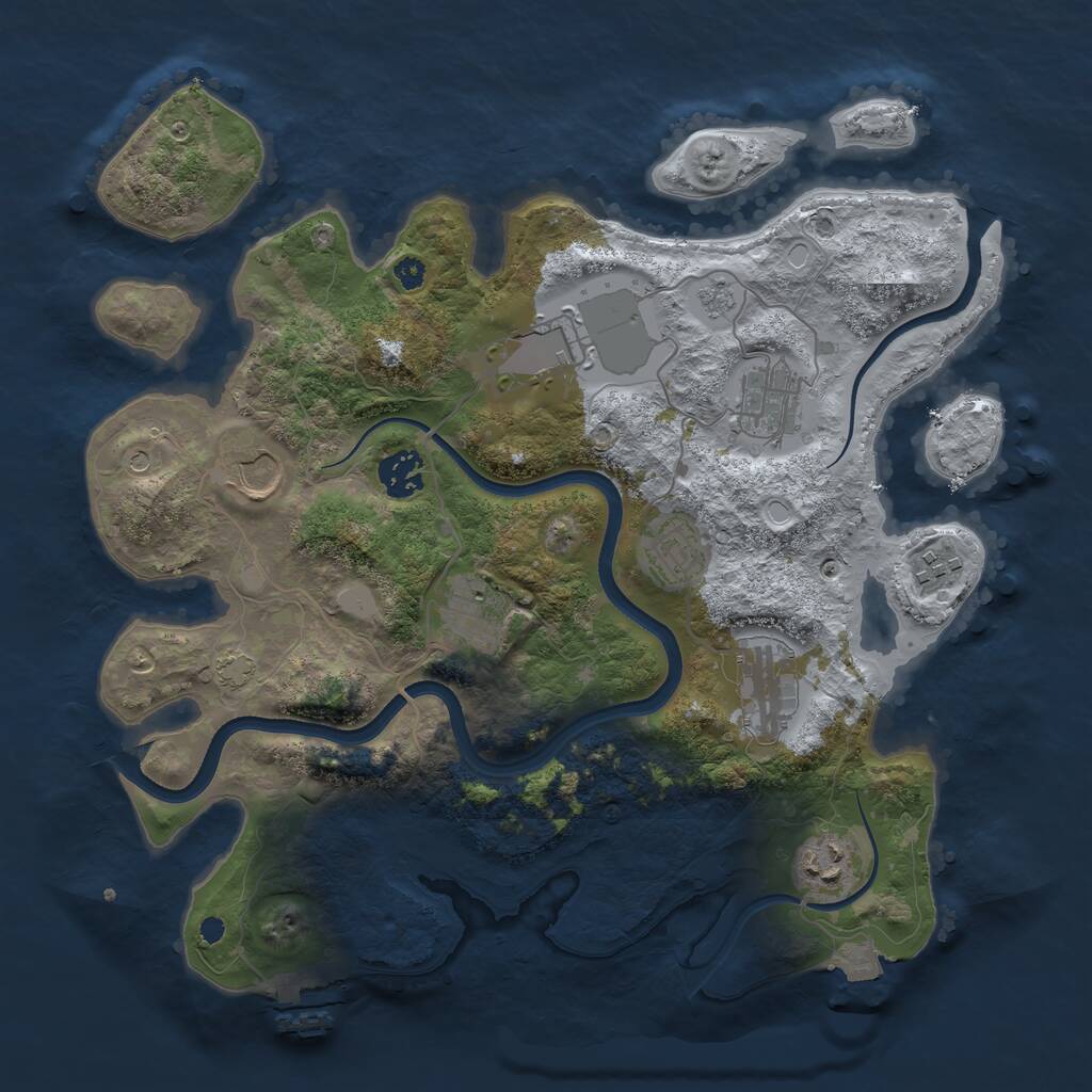 Rust Map: Procedural Map, Size: 3500, Seed: 162162162, 14 Monuments