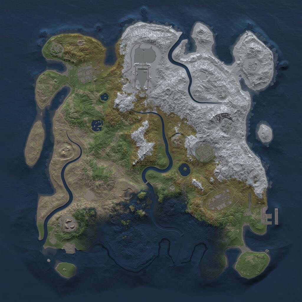 Rust Map: Procedural Map, Size: 3750, Seed: 1125401870, 13 Monuments