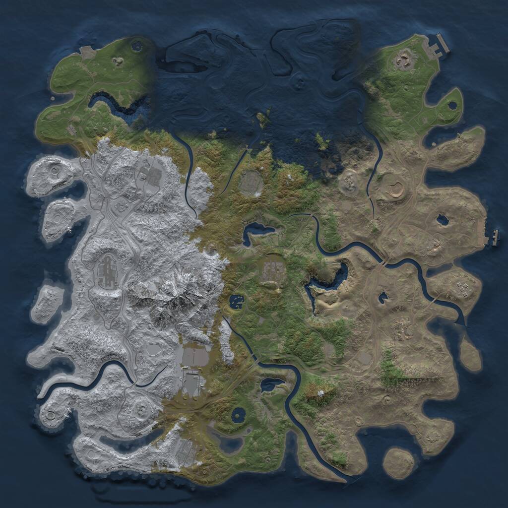 Rust Map: Procedural Map, Size: 5000, Seed: 56654, 17 Monuments