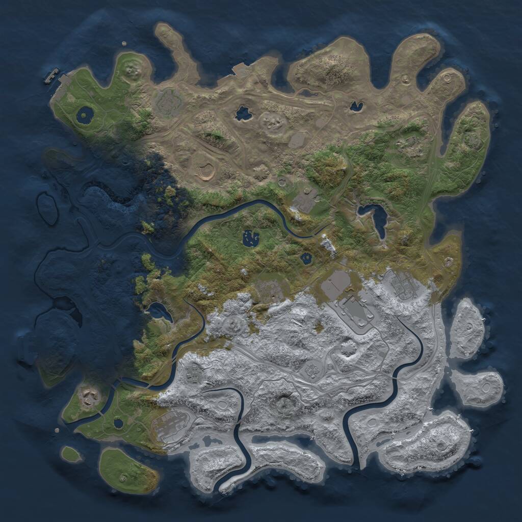 Rust Map: Procedural Map, Size: 4500, Seed: 860144312, 17 Monuments
