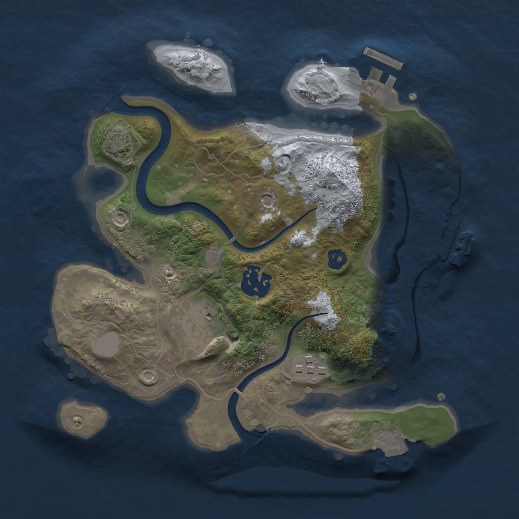 Rust Map: Procedural Map, Size: 2550, Seed: 915846975, 8 Monuments