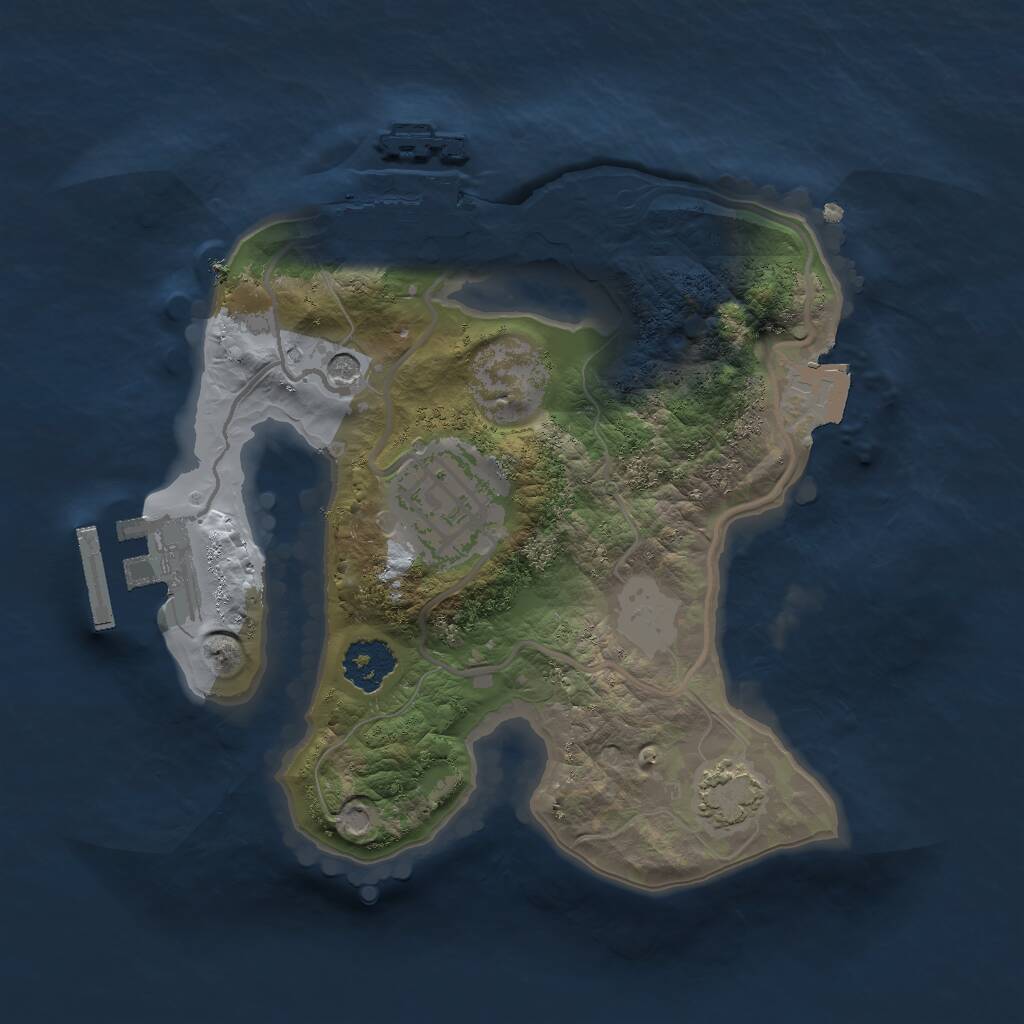 Rust Map: Procedural Map, Size: 2000, Seed: 842627381, 6 Monuments