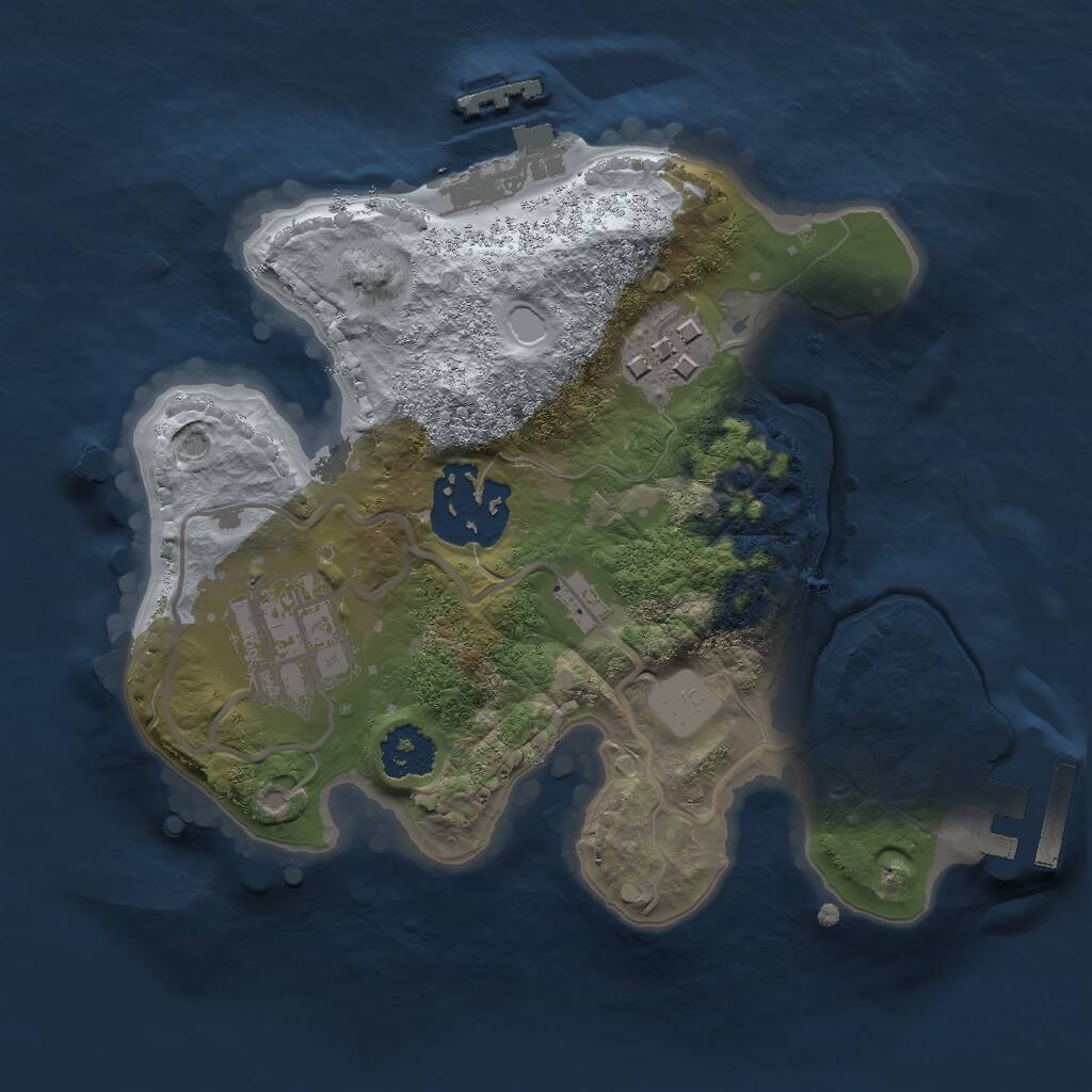 Rust Map: Procedural Map, Size: 2000, Seed: 74598321, 6 Monuments