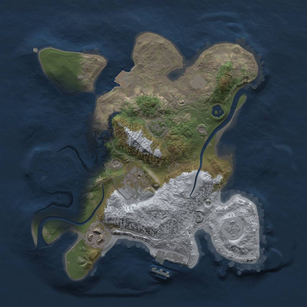 Rust Map: Procedural Map, Size: 2500, Seed: 241097627, 8 Monuments