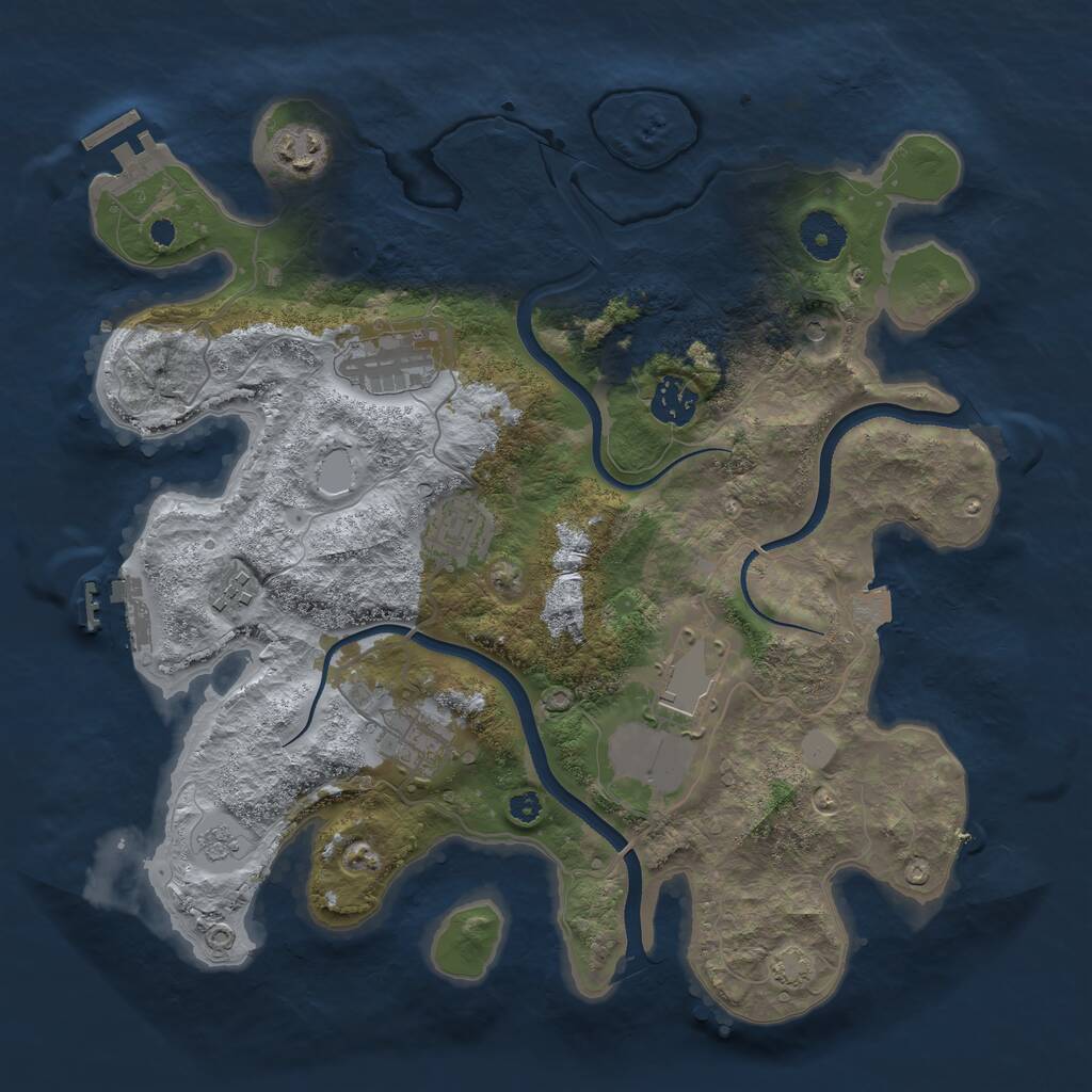 Rust Map: Procedural Map, Size: 3500, Seed: 362269, 13 Monuments