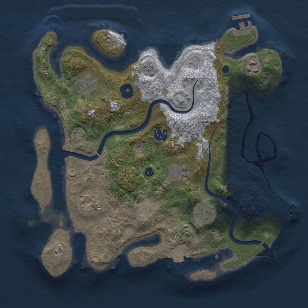Rust Map: Procedural Map, Size: 3300, Seed: 1054916024, 13 Monuments