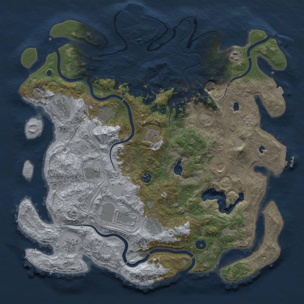 Rust Map: Procedural Map, Size: 4500, Seed: 368494, 17 Monuments