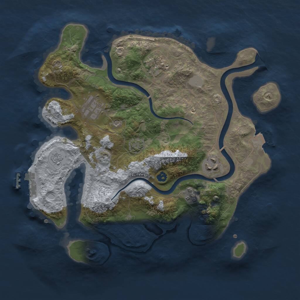 Rust Map: Procedural Map, Size: 3000, Seed: 32051, 9 Monuments