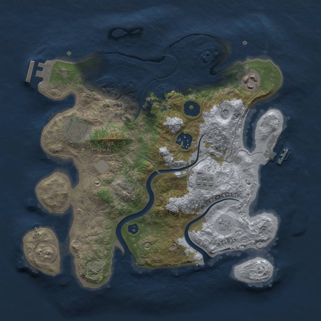 Rust Map: Procedural Map, Size: 3000, Seed: 30414, 10 Monuments