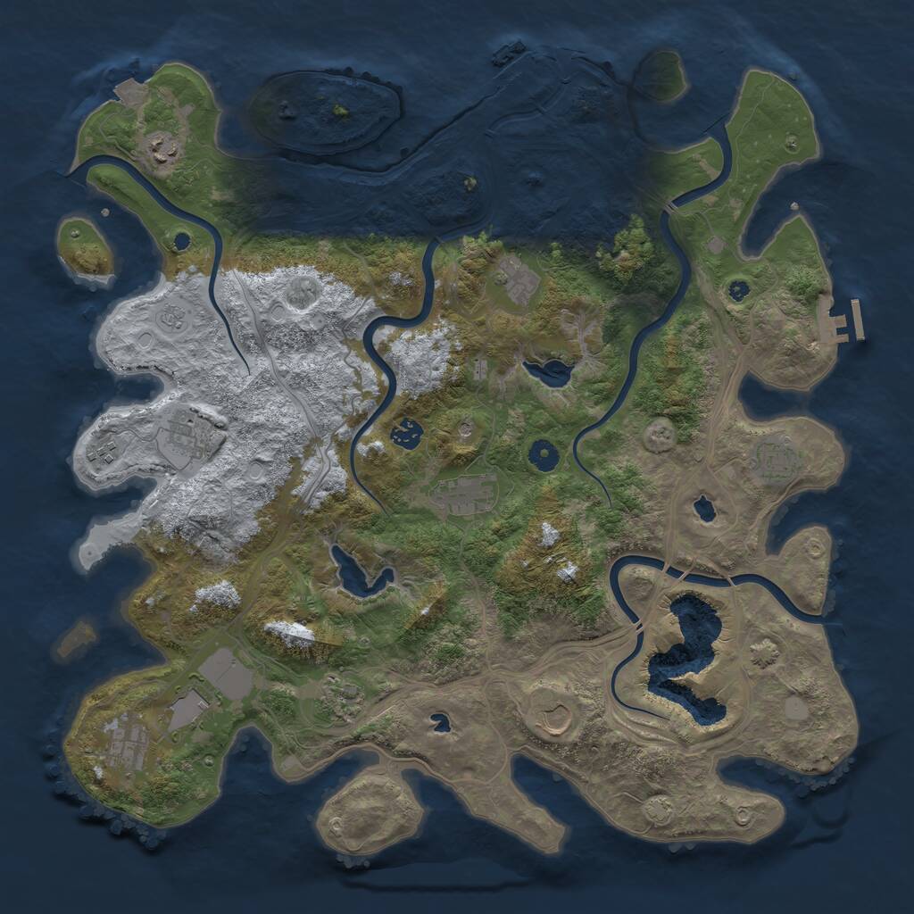 Rust Map: Procedural Map, Size: 4500, Seed: 422828404, 17 Monuments