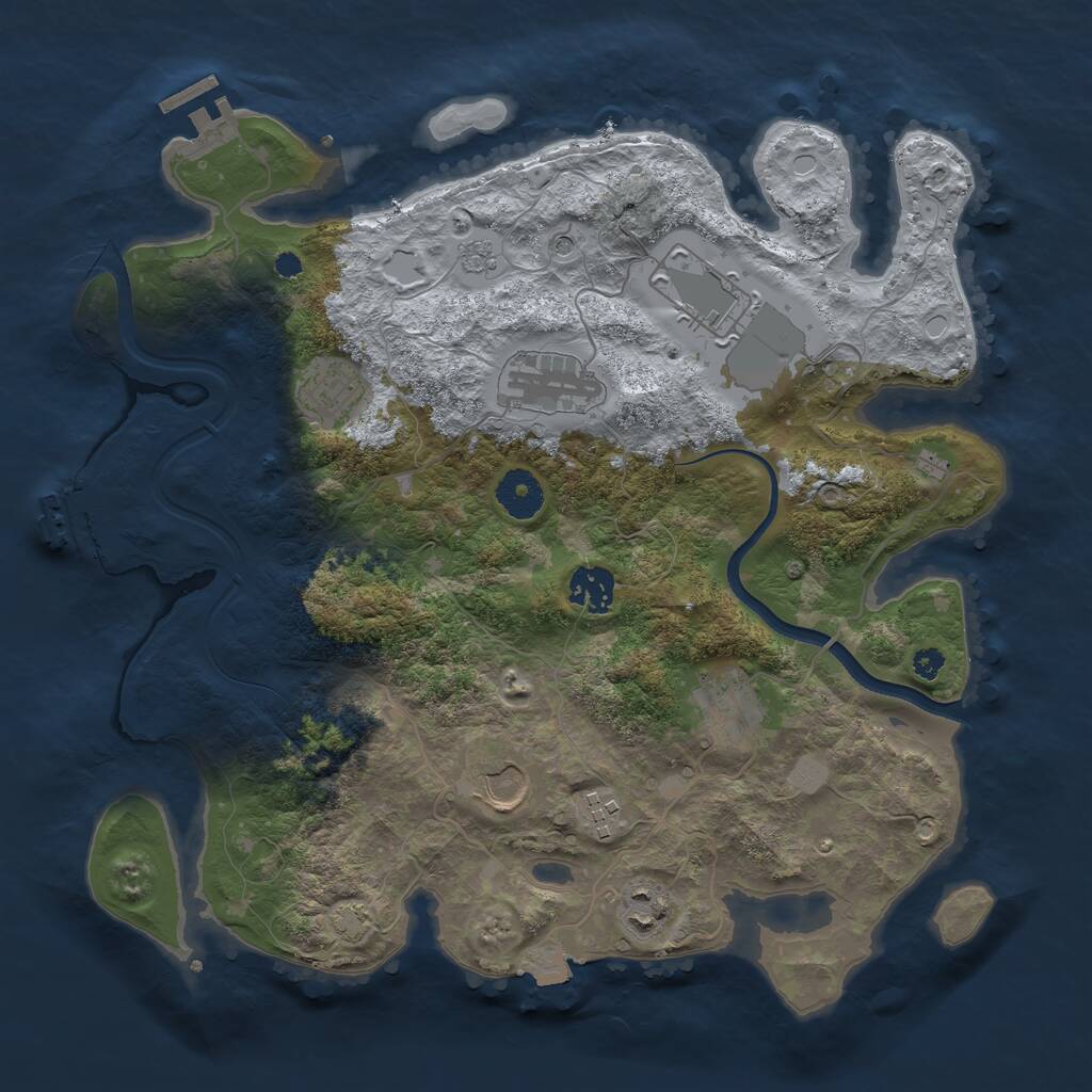 Rust Map: Procedural Map, Size: 3500, Seed: 648156573, 14 Monuments