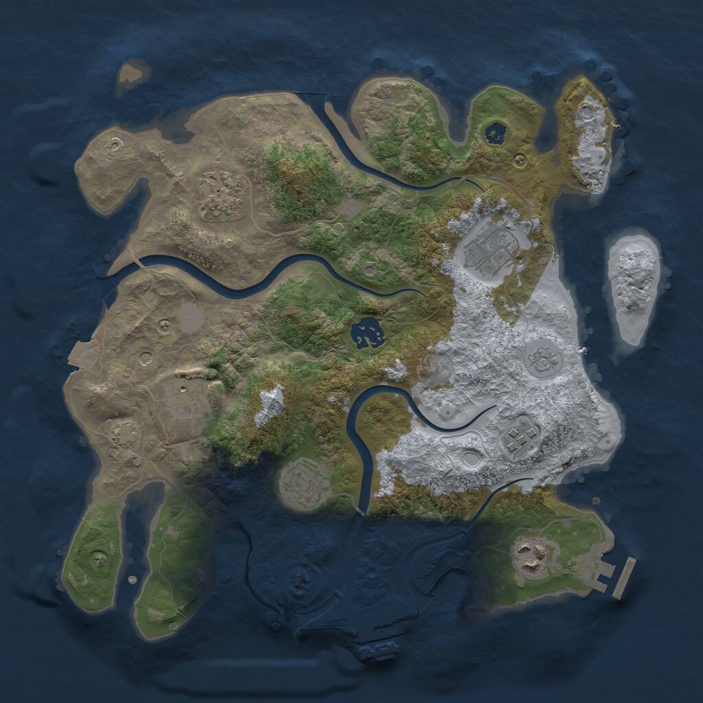 Rust Map: Procedural Map, Size: 3250, Seed: 480327014, 13 Monuments