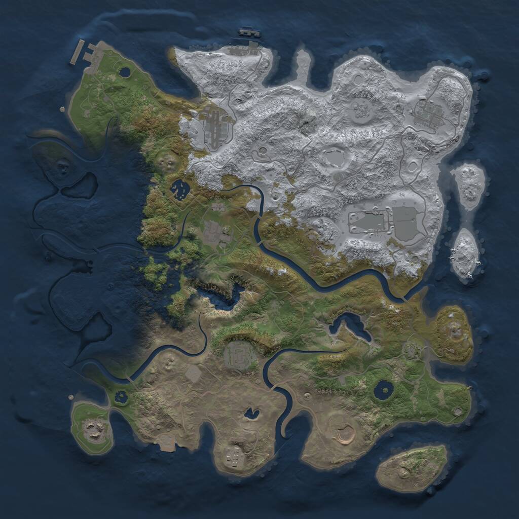 Rust Map: Procedural Map, Size: 4000, Seed: 80101646, 16 Monuments