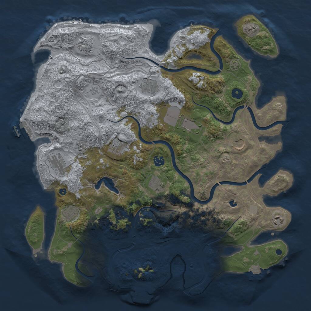 Rust Map: Procedural Map, Size: 4250, Seed: 876195323, 17 Monuments