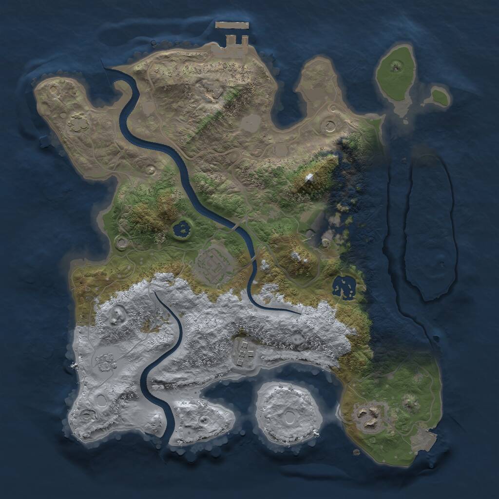 Rust Map: Procedural Map, Size: 3000, Seed: 17355, 10 Monuments