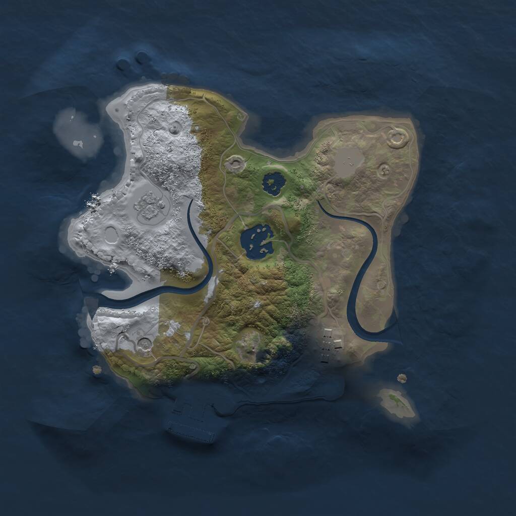 Rust Map: Procedural Map, Size: 2250, Seed: 515151, 6 Monuments