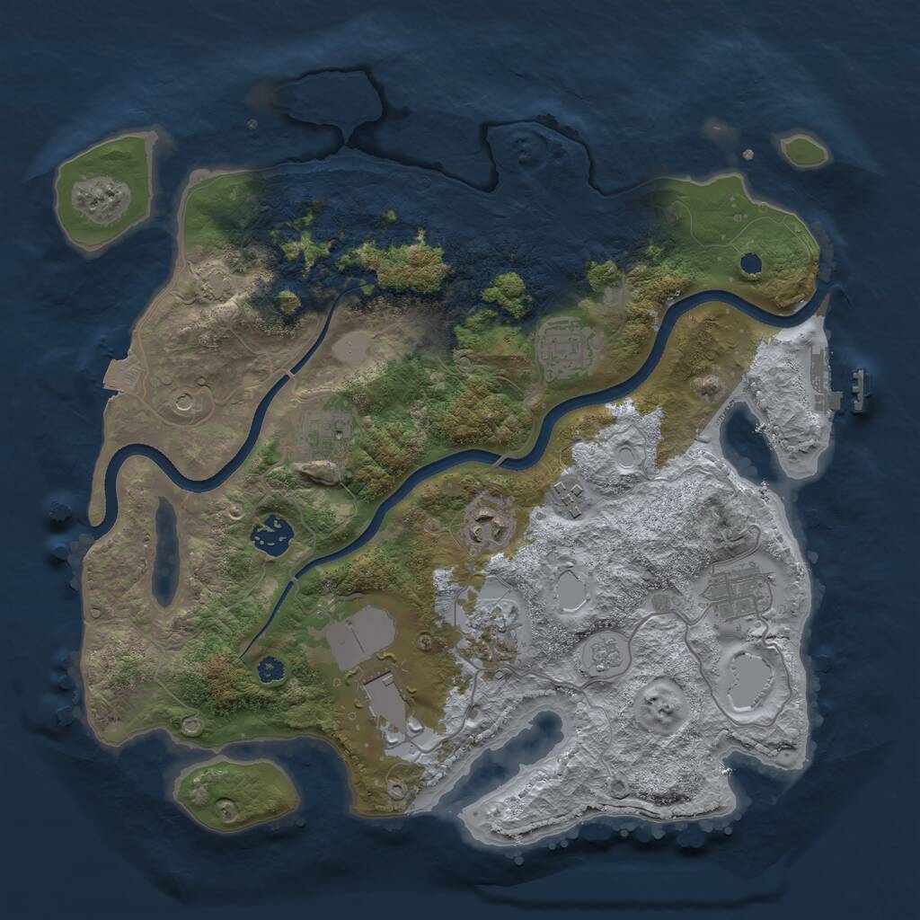 Rust Map: Procedural Map, Size: 3500, Seed: 1946574104, 13 Monuments