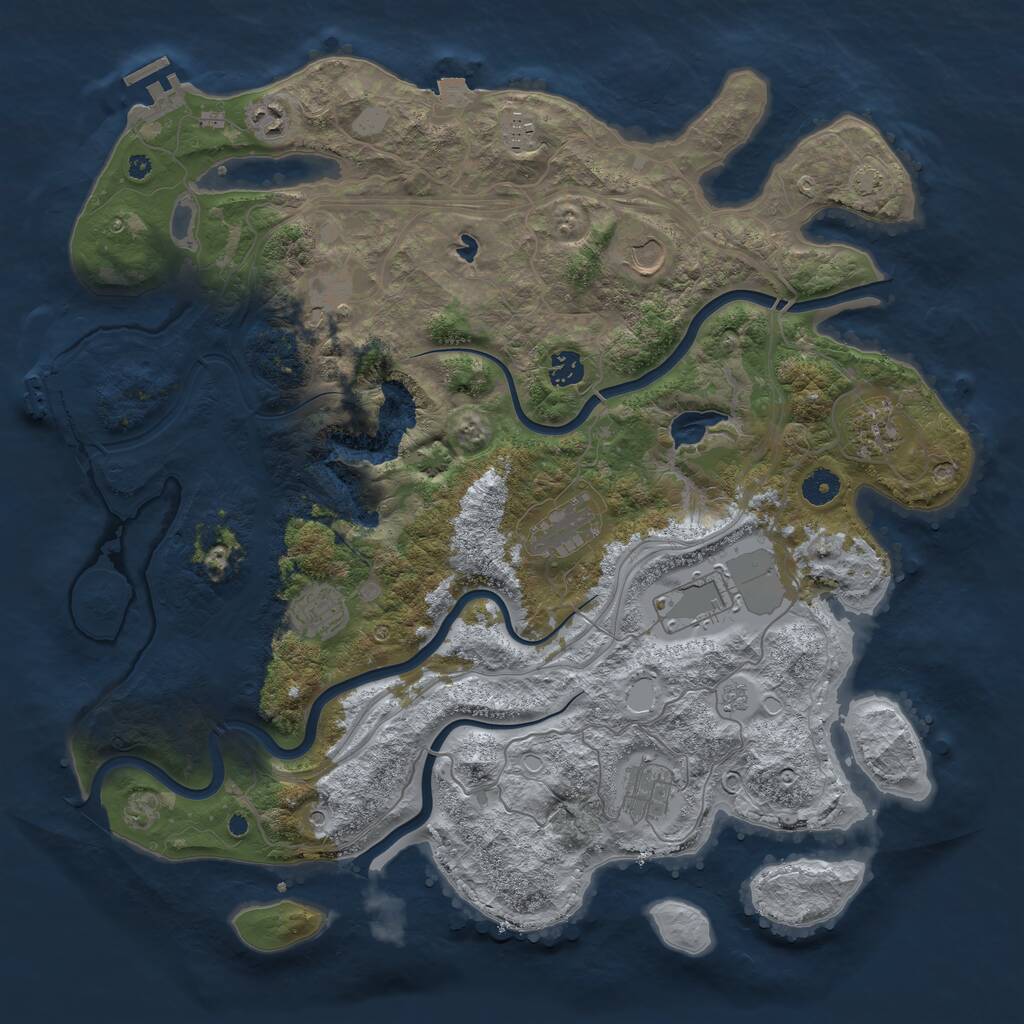 Rust Map: Procedural Map, Size: 4250, Seed: 644071667, 16 Monuments