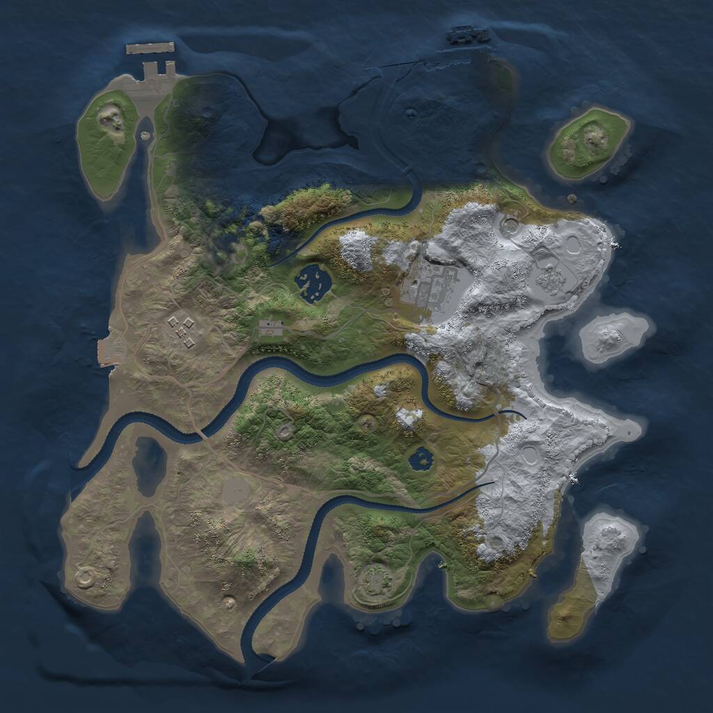Rust Map: Procedural Map, Size: 3000, Seed: 428587, 9 Monuments