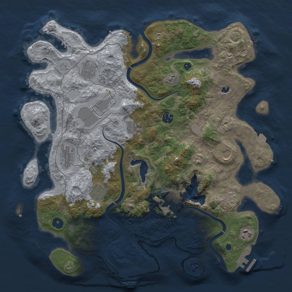 Rust Map: Procedural Map, Size: 4000, Seed: 1190429894, 16 Monuments