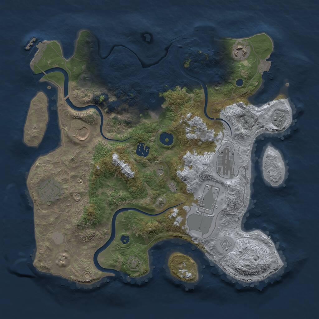 Rust Map: Procedural Map, Size: 3500, Seed: 916442377, 14 Monuments