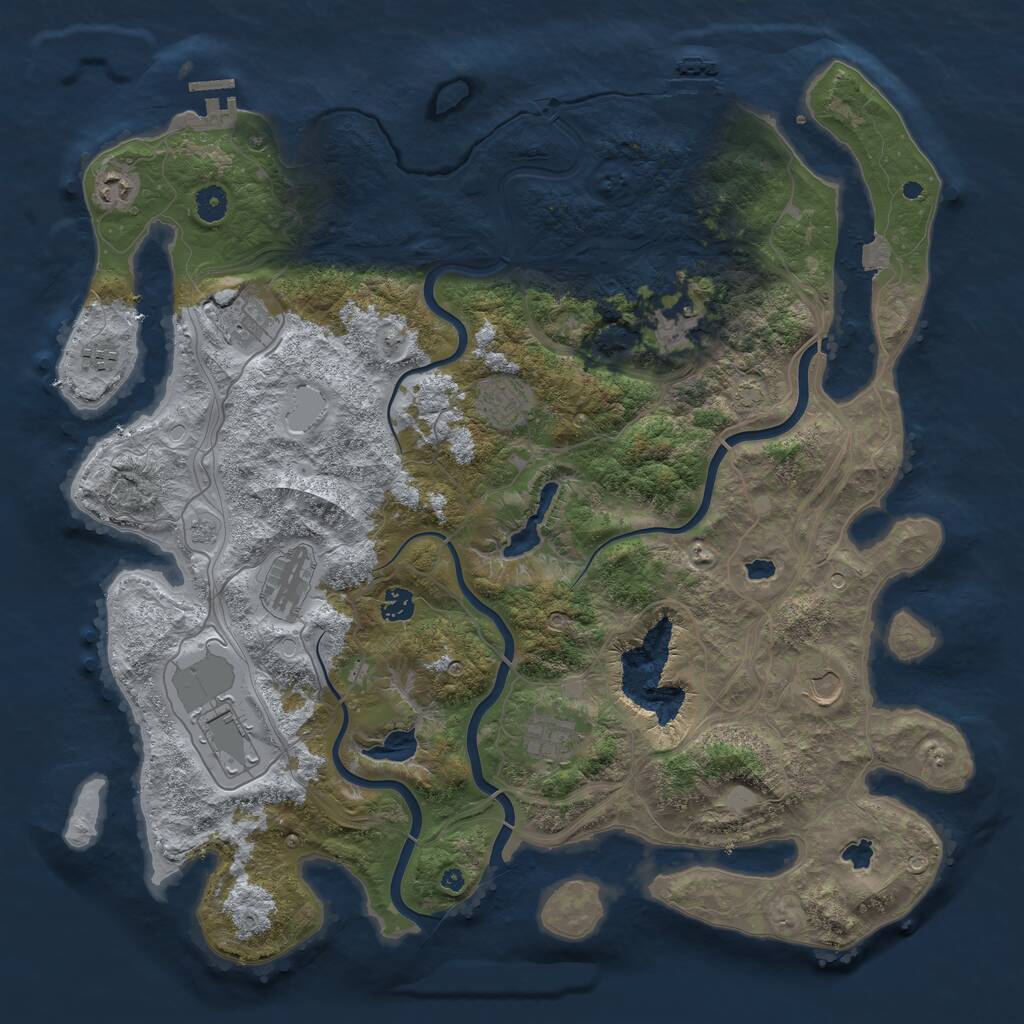 Rust Map: Procedural Map, Size: 4500, Seed: 1093117483, 16 Monuments