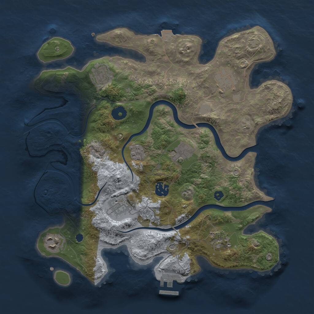 Rust Map: Procedural Map, Size: 3300, Seed: 193847273, 12 Monuments