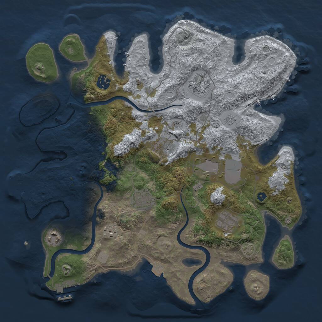 Rust Map: Procedural Map, Size: 3500, Seed: 520230438, 14 Monuments