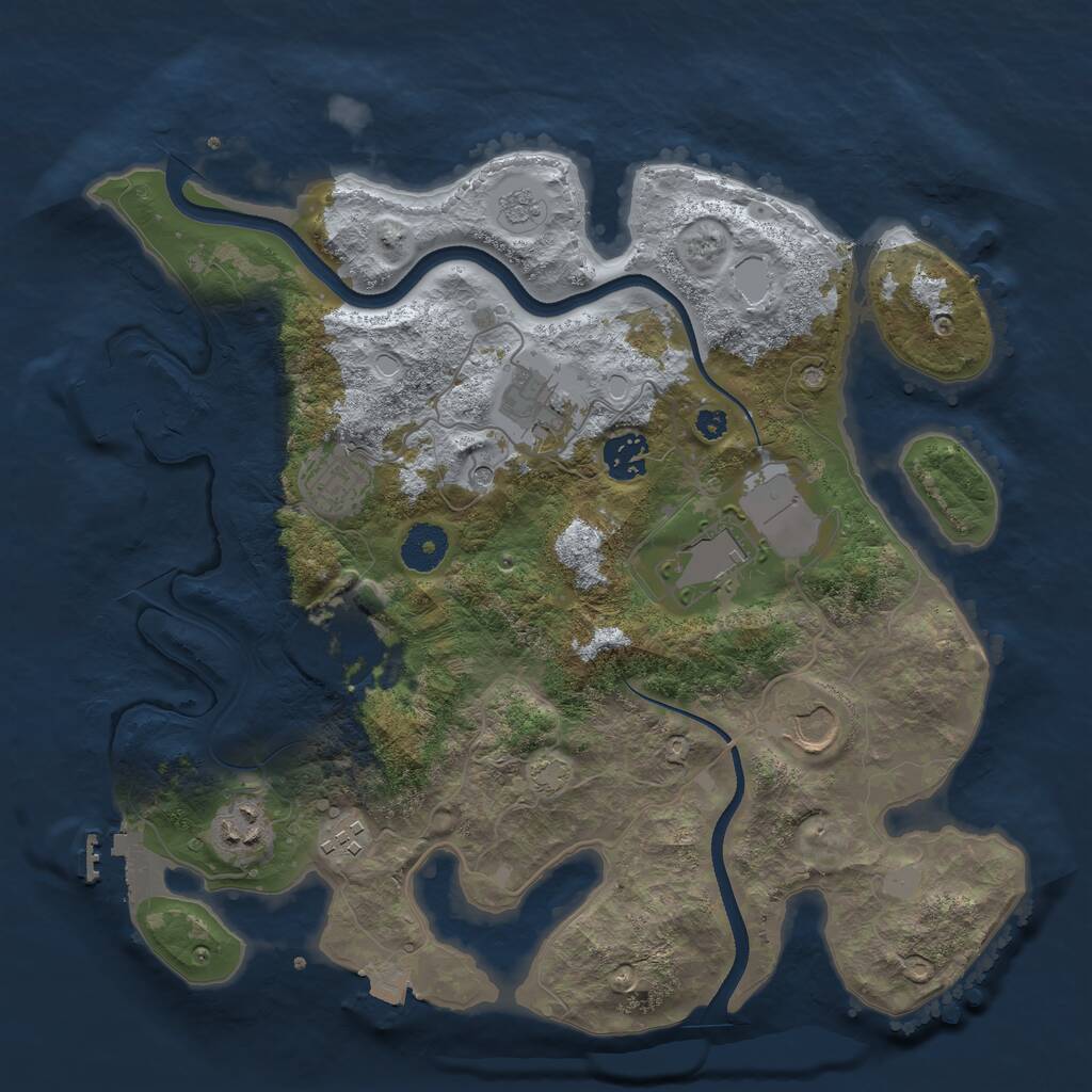 Rust Map: Procedural Map, Size: 3500, Seed: 1341579820, 14 Monuments