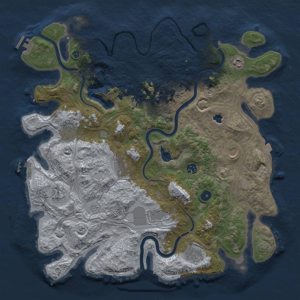 Rust Map: Procedural Map, Size: 4300, Seed: 893341, 16 Monuments