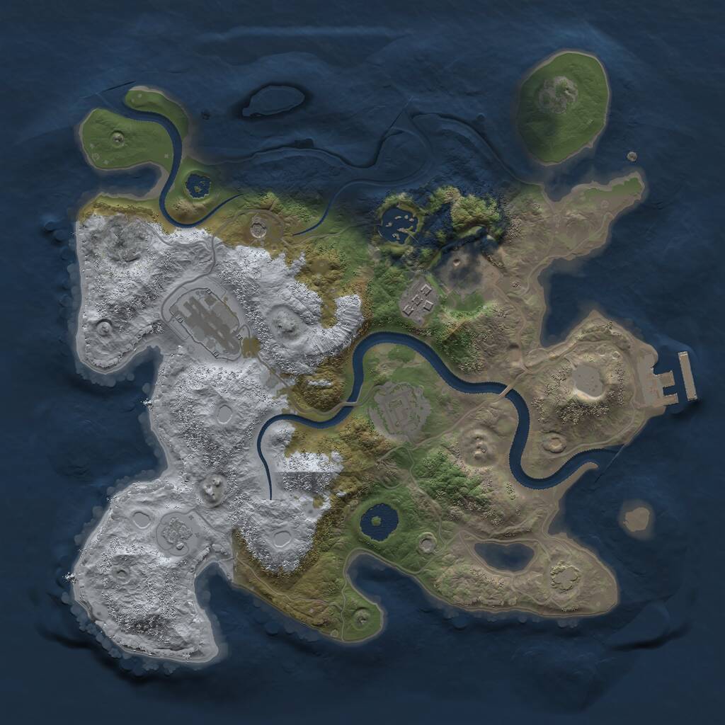 Rust Map: Procedural Map, Size: 3000, Seed: 1990421477, 10 Monuments