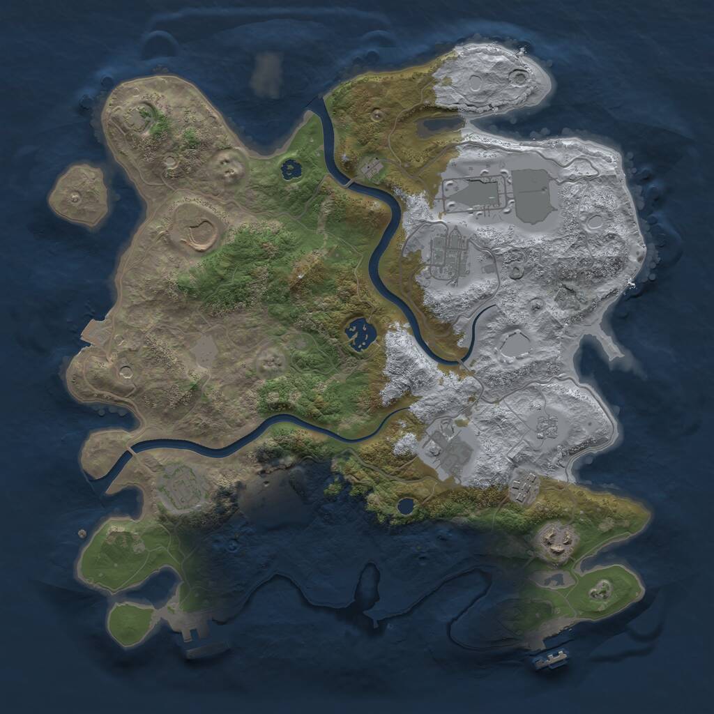 Rust Map: Procedural Map, Size: 3500, Seed: 1251619638, 15 Monuments