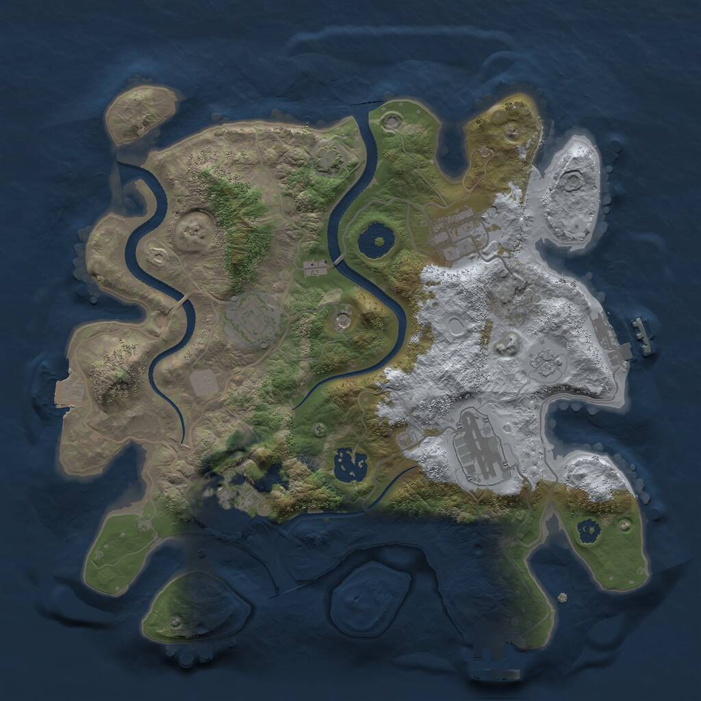 Rust Map: Procedural Map, Size: 3000, Seed: 72874, 11 Monuments