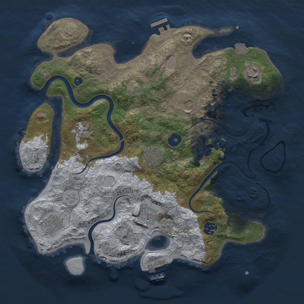 Rust Map: Procedural Map, Size: 3500, Seed: 4537364, 14 Monuments