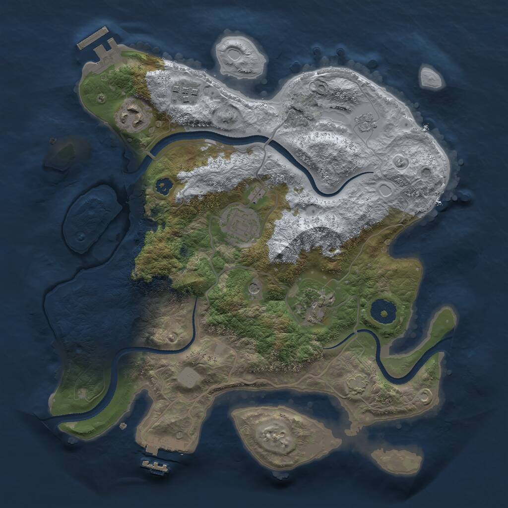 Rust Map: Procedural Map, Size: 3000, Seed: 5000033, 10 Monuments