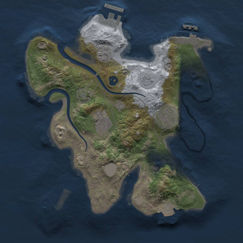 Rust Map: Procedural Map, Size: 2500, Seed: 11233124, 9 Monuments