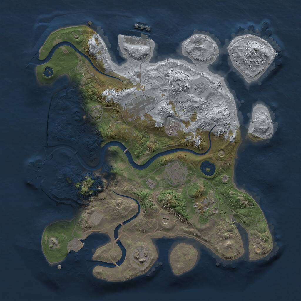 Rust Map: Procedural Map, Size: 3000, Seed: 51352, 11 Monuments