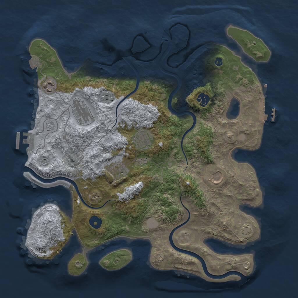 Rust Map: Procedural Map, Size: 3550, Seed: 841011761, 13 Monuments