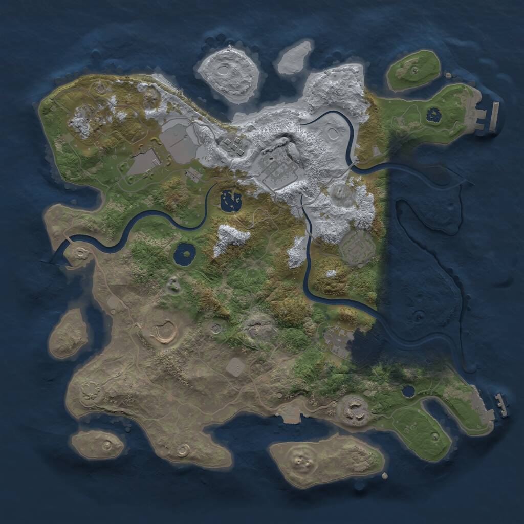 Rust Map: Procedural Map, Size: 3500, Seed: 864412263, 14 Monuments