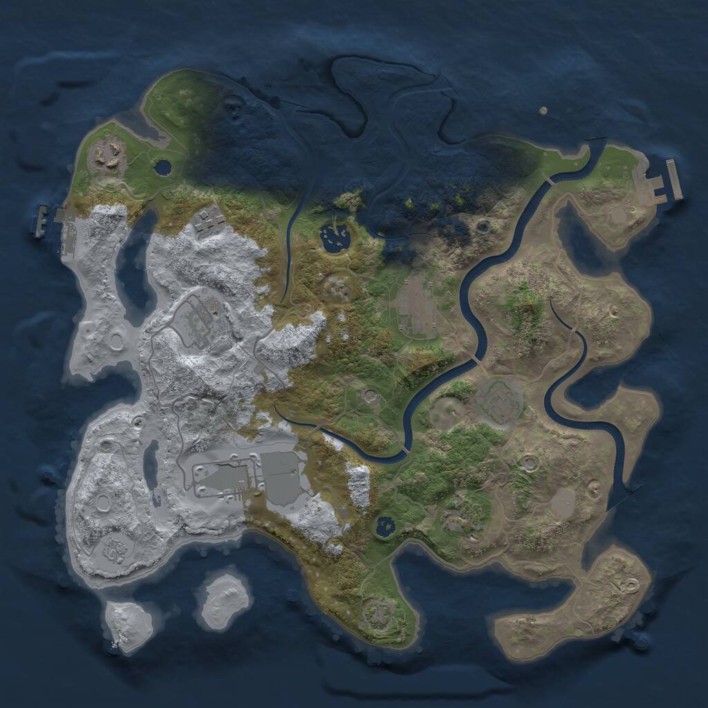 Rust Map: Procedural Map, Size: 3500, Seed: 412943146, 14 Monuments