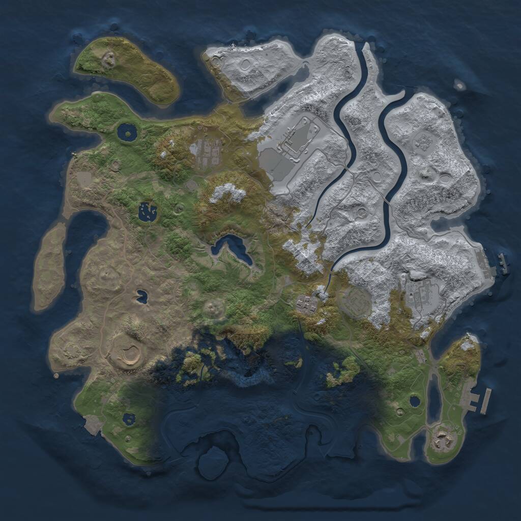 Rust Map: Procedural Map, Size: 4000, Seed: 1341003580, 14 Monuments